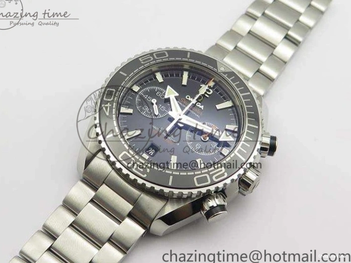 0103 Planet Ocean Master Chrono SS OM 1:1 Best Edition Black Dial On SS Bracelet A9900 V Fashionable 8113